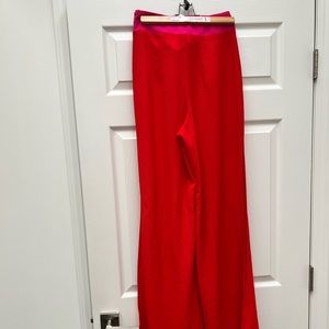 NWT Show me your mumu wide leg gauze-like pants in red and pink size XS